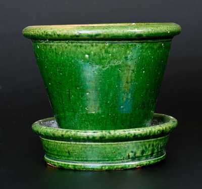 JOHN BELL / WAYNESBORO, PA Green-Glazed Redware Flowerpot