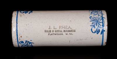 Blue-and-White Stoneware Advertising Rolling Pin, 