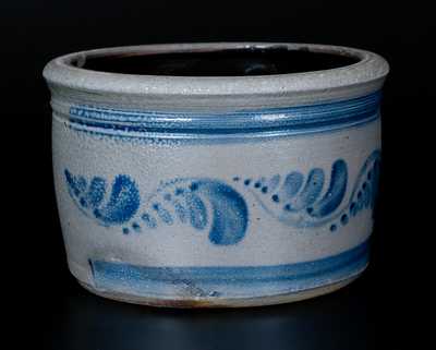 Fine Western PA Stoneware Butter Crock w/ Freehand Cobalt Decoration