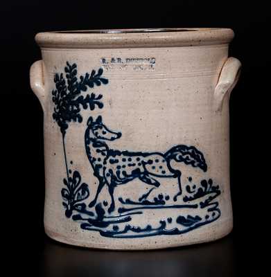 R. & B. DIEBBOLL / WASHINGTON, MI Contemporary Stoneware Jar w/ Stetzenmeyer (Rochester, NY) Style Fox Decoration