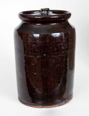 Rare J. McCULLY. / TRENTON, New Jersey Lidded Redware Jar