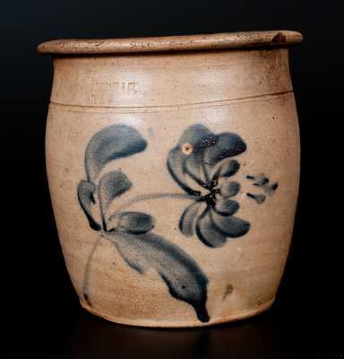1 Gal. J. B. PFALTZGRAFF & CO. / YORK, PA Stoneware Cream Jar with Floral Decoration