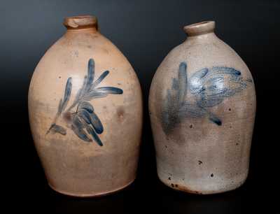 Lot of Two: H. B. PFALTZGRAFF / YORK, PA 2 Gal. Stoneware Jugs w/ Floral Decoration