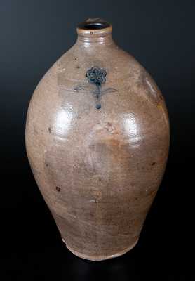 Two-Gallon Stoneware Jug w/ Impressed Floral Decoration, Massachusetts, early 19th century