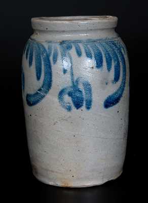 1/2 Gal. Stoneware Jar with Hanging Tulip Decoration, Baltimore, circa 1840