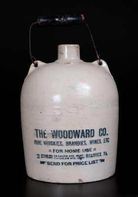 Bail-Handled Stoneware Jug with ROANOKE, VA Advertising