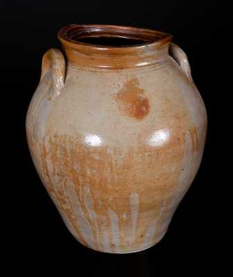 Early Massachusetts Stoneware Jar with Brown Decoration