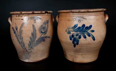 Lot of Two: H. B. PFALTZGRAFF / YORK, PA 5 and 6 Gal. Decorated Stoneware Jars