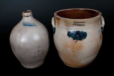 Lot of Two: T. CRAFTS / WHATELY Ovoid Jug and CLARK & FOX / ATHENS Stoneware Jar