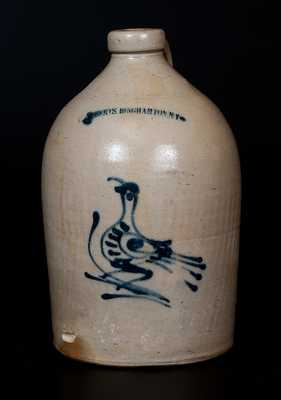 W. ROBERTS BINGHAMTON, NY Stoneware Jug with Bird Decoration