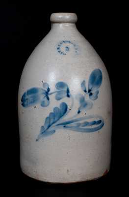 N. CLARK, JR. / ATHENS, NY Stoneware Jug with Floral Decoration