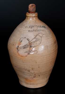 D. GOODALE. / HARTFORD, CT Stoneware Jug w/ Incised Bird Decoration