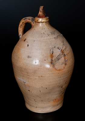 D. GOODALE. / HARTFORD, CT Stoneware Jug w/ Incised Bird Decoration