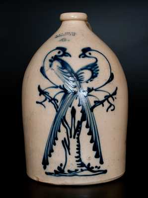 J & E NORTON / BENNINGTON, VT Four-Gallon Stoneware Double Pheasant Jug