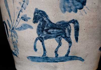 Extremely Rare and Important S. BELL (Samuel Bell, Winchester, VA) Seven-Gallon Stoneware Horses Jar, circa 1840