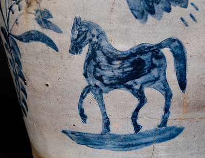 Extremely Rare and Important S. BELL (Samuel Bell, Winchester, VA) Seven-Gallon Stoneware Horses Jar, circa 1840