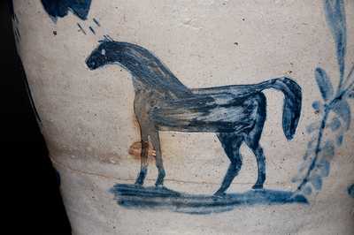 Extremely Rare and Important S. BELL (Samuel Bell, Winchester, VA) Seven-Gallon Stoneware Horses Jar, circa 1840