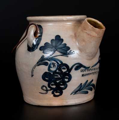 Very Rare COWDEN & WILCOX / HARRISBURG Stoneware Batter Pail w/ Open Grapes Decoration