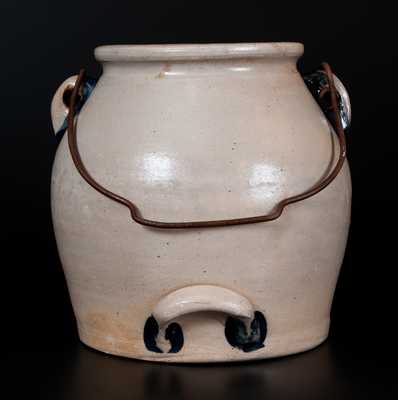 Very Rare COWDEN & WILCOX / HARRISBURG Stoneware Batter Pail w/ Open Grapes Decoration