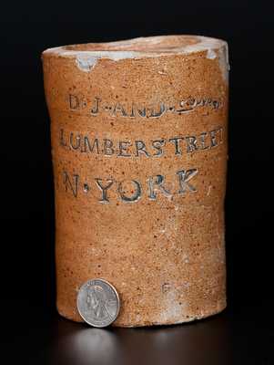 Extremely Rare Thomas Commeraw, New York Stoneware Oyster Jar w/ Cobalt-Highlighted Advertising