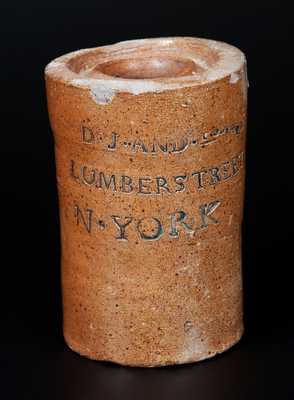 Extremely Rare Thomas Commeraw, New York Stoneware Oyster Jar w/ Cobalt-Highlighted Advertising