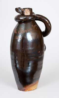 Extremely Rare Anna Pottery Stoneware Snake Flask Inscribed 