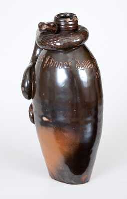 Extremely Rare Anna Pottery Stoneware Snake Flask Inscribed 