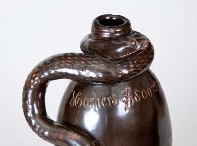 Extremely Rare Anna Pottery Stoneware Snake Flask Inscribed 