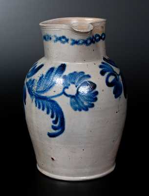 Fine Baltimore Stoneware Pitcher w/ Cobalt Floral Decoration, circa 1840