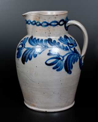 Fine Baltimore Stoneware Pitcher w/ Cobalt Floral Decoration, circa 1840