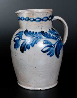 Fine Baltimore Stoneware Pitcher w/ Cobalt Floral Decoration, circa 1840