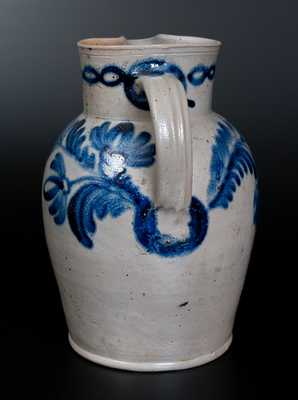 Fine Baltimore Stoneware Pitcher w/ Cobalt Floral Decoration, circa 1840