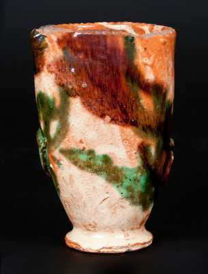 Shenandoah Valley Multi-Glazed Redware Wall Pocket, Strasburg, VA origin, c1890