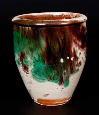 Small-Sized S. BELL & SON / STRASBURG, VA Shenandoah Valley Multi-Glazed Redware Cream Jar