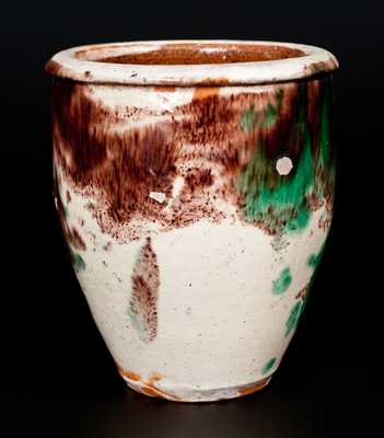 Small-Sized S. BELL & SON / STRASBURG, VA Shenandoah Valley Multi-Glazed Redware Cream Jar