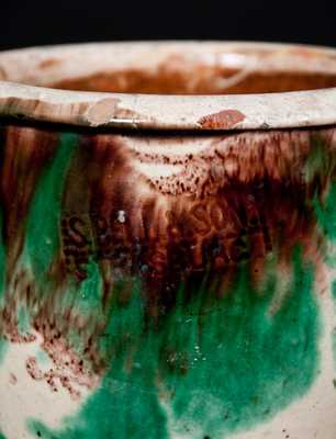 Small-Sized S. BELL & SON / STRASBURG, VA Shenandoah Valley Multi-Glazed Redware Cream Jar