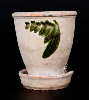 S. BELL & SON / STRASBURG, VA Shenandoah Valley Copper-Decorated Redware Flowerpot