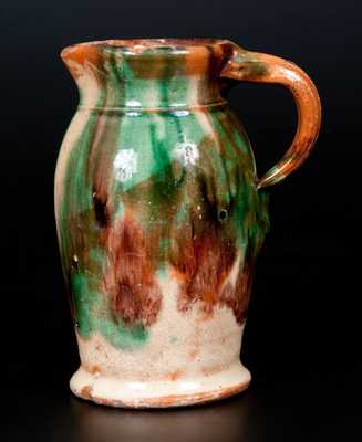 Shenandoah Valley Multi-Glazed Redware Cream Pitcher, attrib. S. Bell & Son, Strasburg, VA