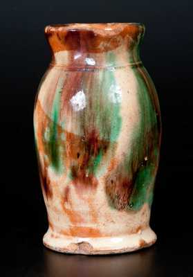 Shenandoah Valley Multi-Glazed Redware Cream Pitcher, attrib. S. Bell & Son, Strasburg, VA