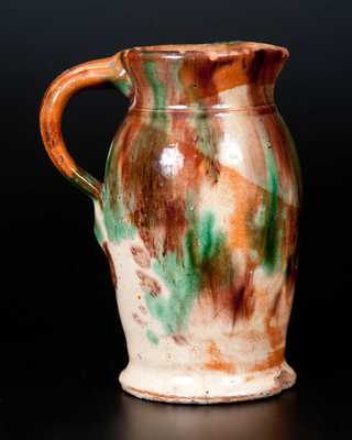 Shenandoah Valley Multi-Glazed Redware Cream Pitcher, attrib. S. Bell & Son, Strasburg, VA