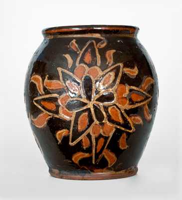Exceedingly Rare and Important Solomon Grimm, Rockland Township, Berks County, PA Redware Jar, 1820
