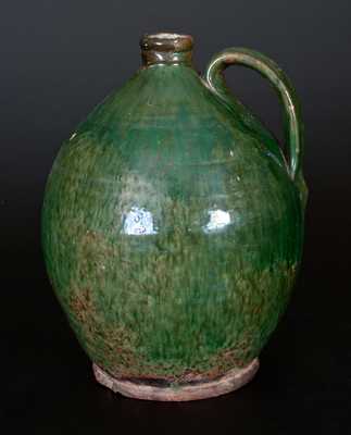 Rare Green-Glazed Redware Jug, Bristol County, MA origin, early 19th century
