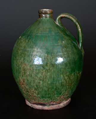 Rare Green-Glazed Redware Jug, Bristol County, MA origin, early 19th century