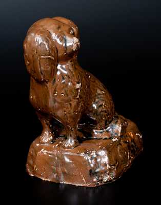 Albany-Glazed Stoneware Spaniel Inscribed 