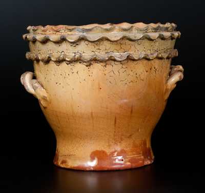 Outstanding Chester Co., PA Redware Flowerpot with Double-Crimped Rim and Presentation Inscription Dated 1823