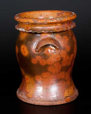 Unusual Urn-Shaped Redware Flowerpot with Crimped Rim, Possibly Galena, IL