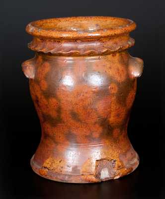 Unusual Urn-Shaped Redware Flowerpot with Crimped Rim, Possibly Galena, IL