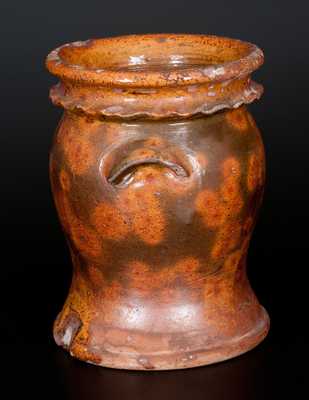 Unusual Urn-Shaped Redware Flowerpot with Crimped Rim, Possibly Galena, IL