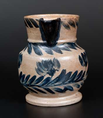 Exceptional One-Quart Baltimore Stoneware Pitcher w/ Exaggerated Spout and Profuse Cobalt Decoration