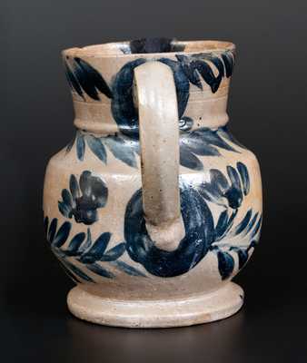 Exceptional One-Quart Baltimore Stoneware Pitcher w/ Exaggerated Spout and Profuse Cobalt Decoration
